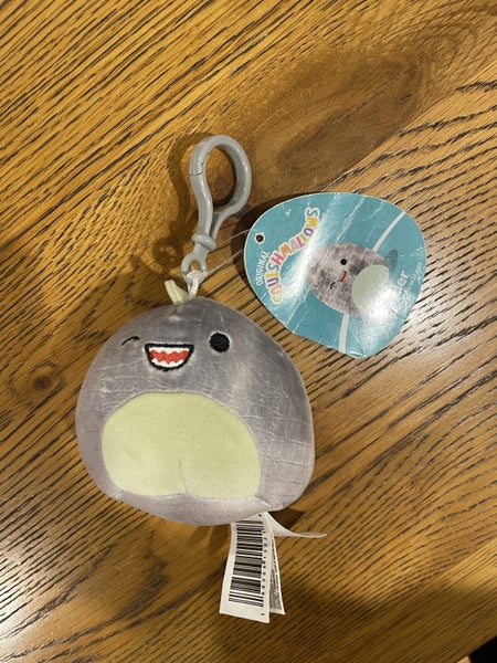 Adorable Mini Squishmallow 3.5" Grey Shark with Clip-On Carousel 1