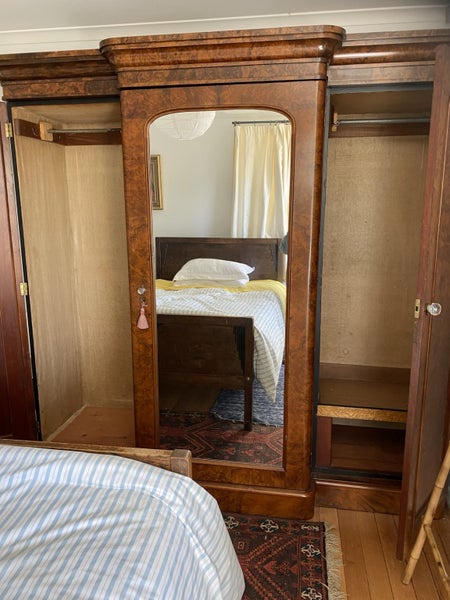 Antique Victorian Wardrobe walnut and maple Carousel 1