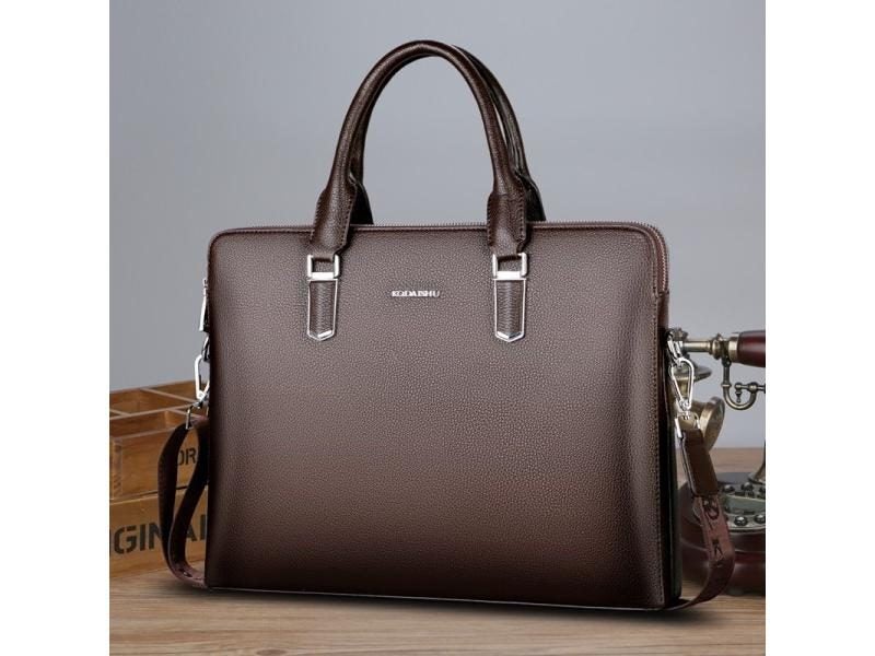 New Luxury Cow Genuine PU Leather Men's Briefcase Messenger Bag Carousel 1