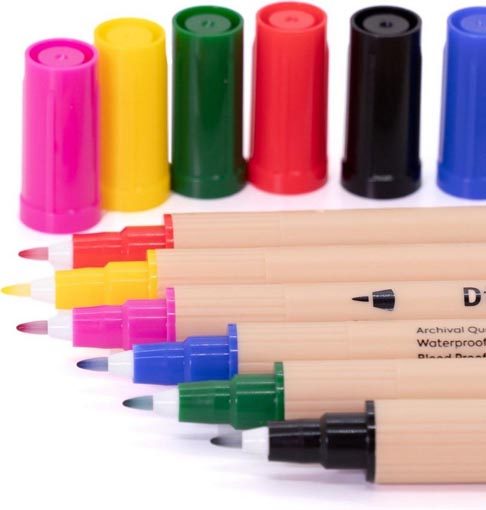 Dingbats* Atopen 6-Pack Dual Tip Fineliner / Brush Pens - Primary Colours Carousel 3