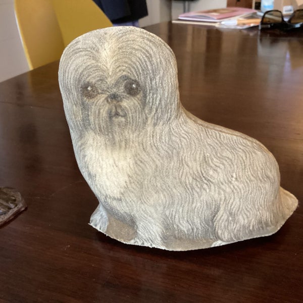 Very Old Hand Drawn or Painted Fabric Pekinese Dog. Carousel 2