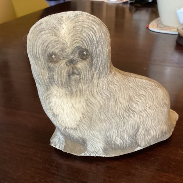 Very Old Hand Drawn or Painted Fabric Pekinese Dog. Carousel 7