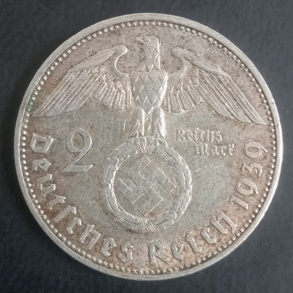 Nazi Germany 1939-J Silver 2 Reichsmark Coin Carousel 1
