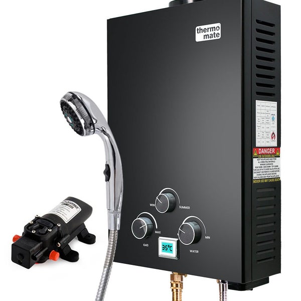Thermomate Gas Outdoor Camping Hot Water Heater System With 12V Pump Shower Head Carousel 1