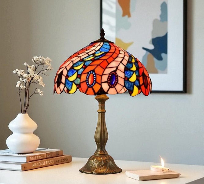 12” Tiffany Table Lamp (30cm Shade) New Design Carousel 1