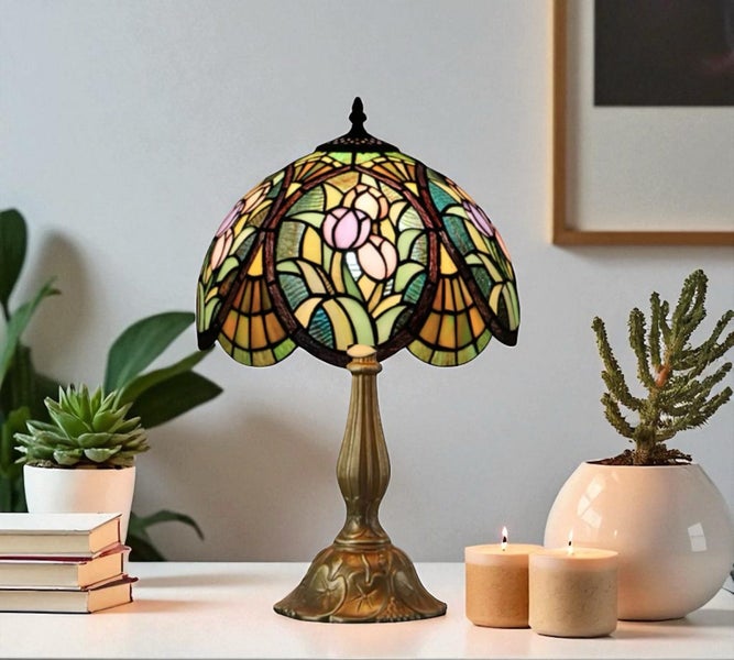 12” Tiffany Table Lamp (30cm Shade) New Design Carousel 2