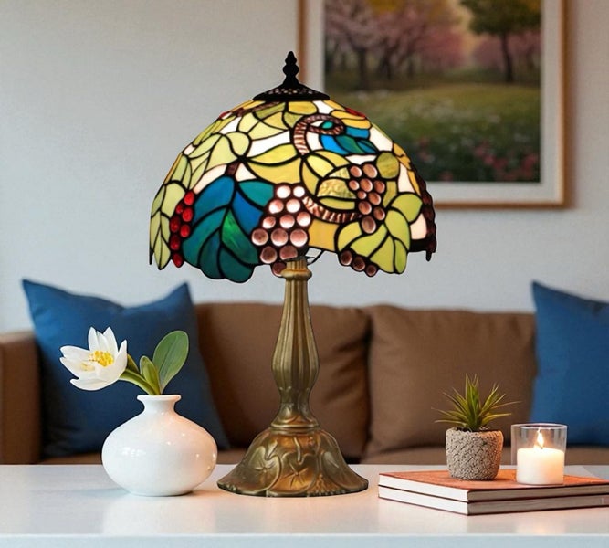 12” Tiffany Table Lamp (30cm Shade) New Design Carousel 2