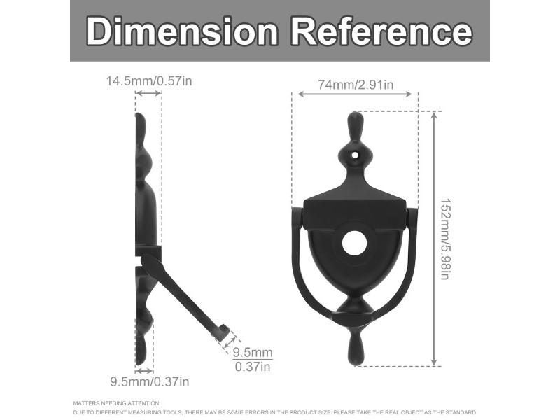 6 Inch Black Double Crown Zinc Alloy Door Knocker For 1.38-1.97 Inch Door Steel Carousel 1