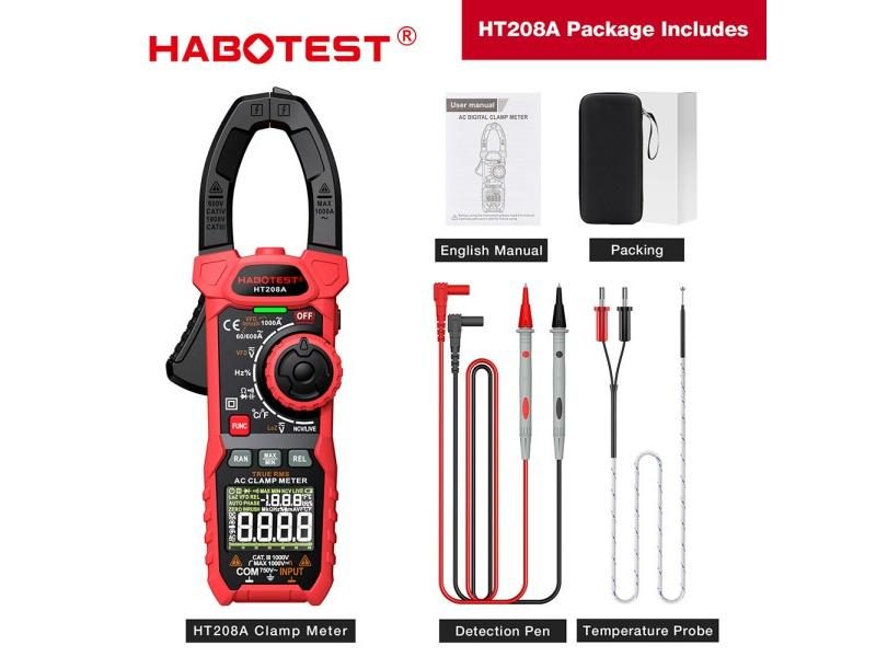HABOTEST HT208 Digital Clamp Meter 1000A 1000V Multimeter AC DC True RMS Carousel 1
