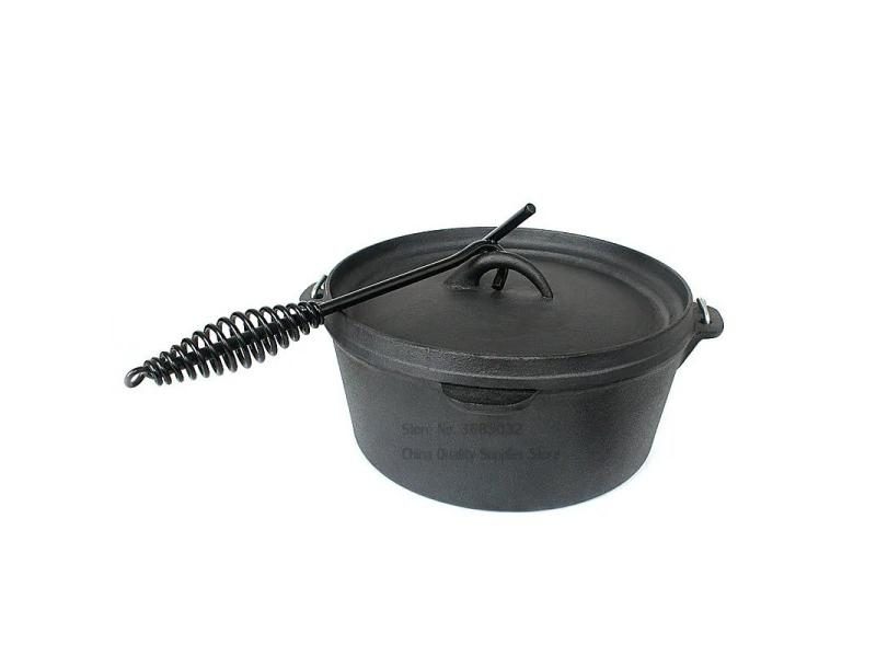 Cast Iron Camping Pot Set With Bag Outdoor Pots 25cm Carousel 1