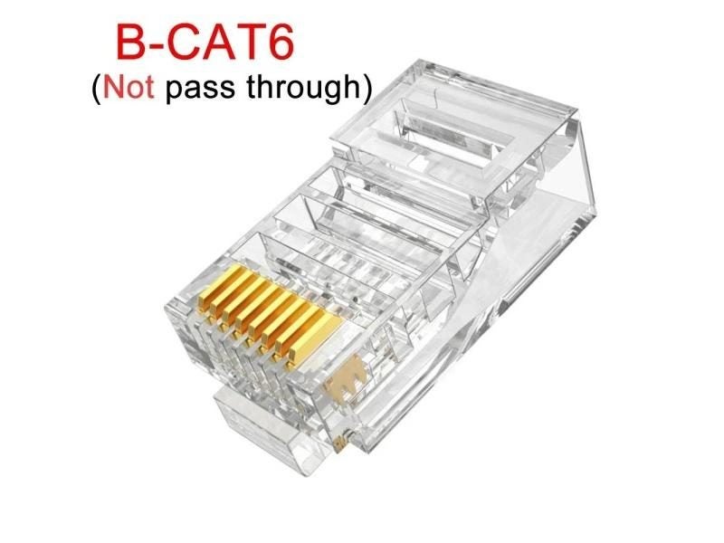 1/10/50Pcs Pass Through RJ45 Cat6/Cat5e Connectors Crystal End Gold-Plated 8P8C Carousel 1