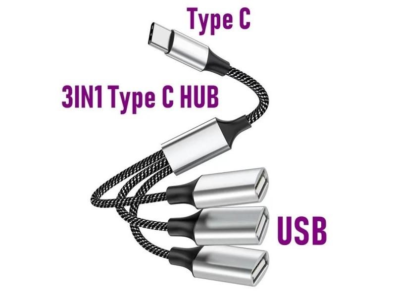 USB Type C Hub Extensions 4 Port USB Cable Splitter OTG High Speed Transfer Carousel 1