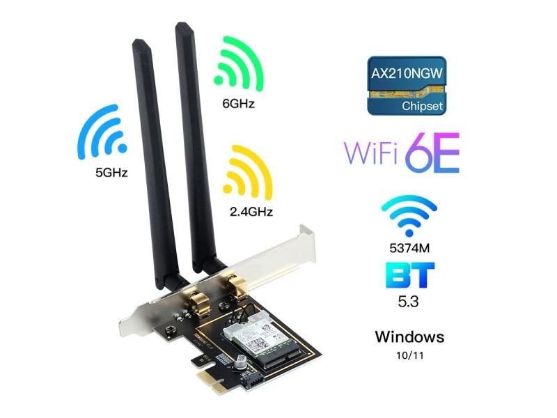 3000Mbps WiFi6E Dual Band 802.11AX/AC PCI Express WiFi Card Adapter PC Carousel 1