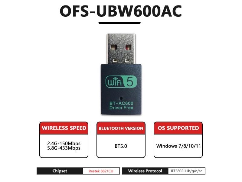 Wifi Adapter 150Mbps 802.11bgnac USB For PC Win7-11 With Bluetooth 4.2 Lan Card Carousel 1