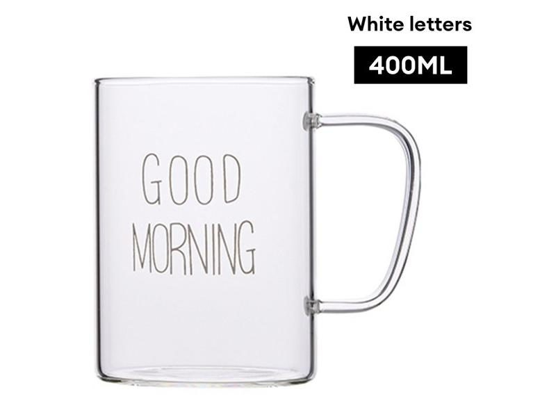 Good Morning Glass Mug Coffee Milk Breakfast Cup Tumbler With Handle Carousel 1