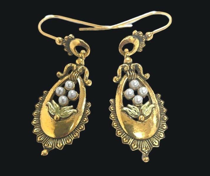 WINTER CHEER at $1RES!! Thee Most EXQUISITE LARGE ART NOUVEAU INSP EARRINGS Carousel 1