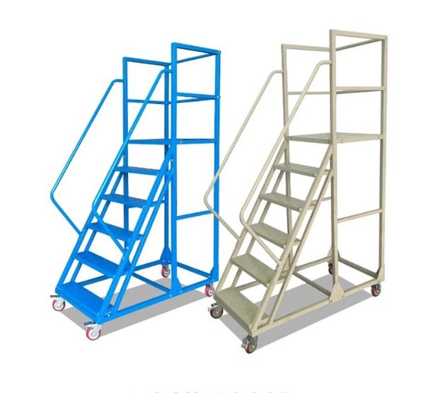 Brand New Rolling /mobile Warehouse Ladder with Work Platform 5 Steps- Blue 1.3m Carousel 1