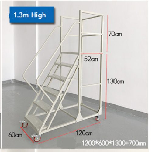 Brand New Rolling /mobile Warehouse Ladder with Work Platform 5 Steps- Blue 1.3m Carousel 2