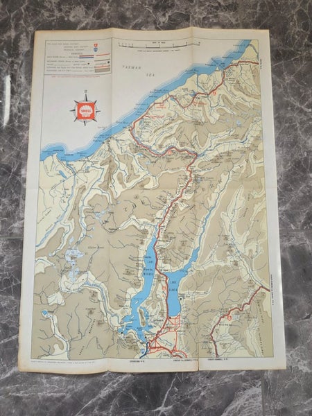Vintage 1960s SHELL Map of The HAAST PASS Scenic Highway - Wall Art Carousel 1