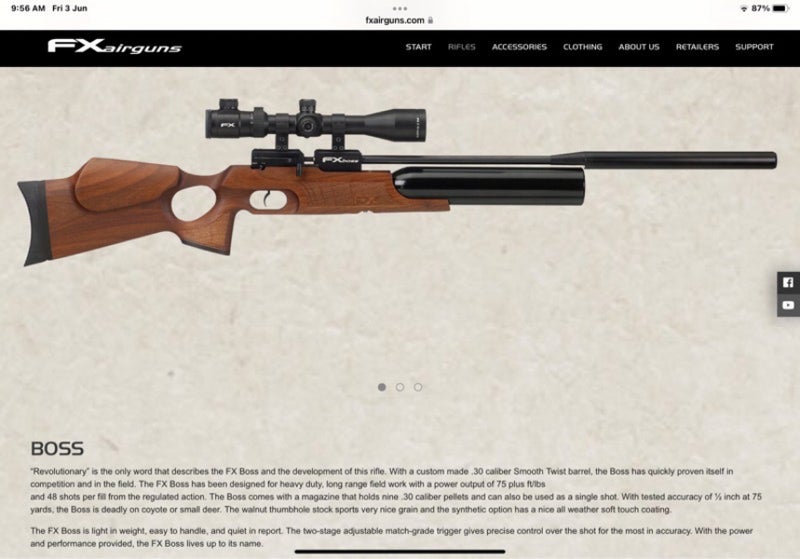 FX Boss 30 caliber PCP air rifle one owner63798833865091112