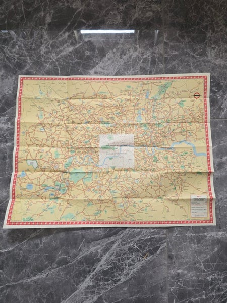 RARE 1956 VINTAGE UK LONDON TRANSPORT CENTRAL AREA BUS & TROLLEYBUS MAP Ex Cond Carousel 1