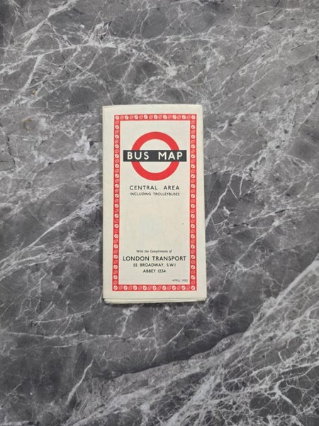 RARE 1956 VINTAGE UK LONDON TRANSPORT CENTRAL AREA BUS & TROLLEYBUS MAP Ex Cond Carousel 7