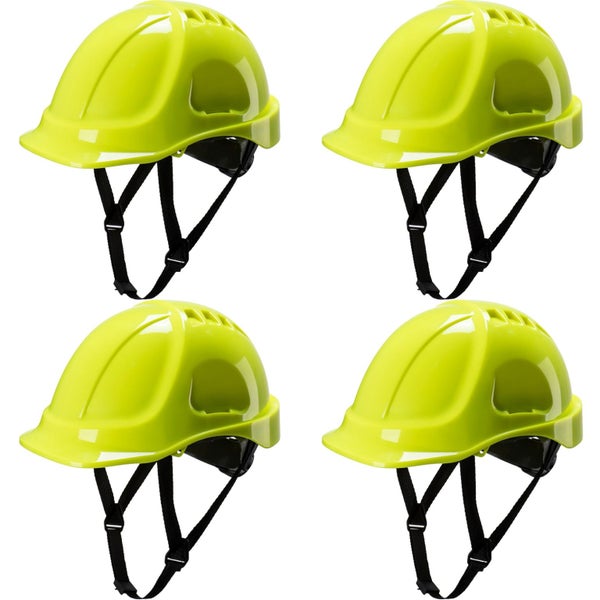 4 Pack Portwest Endurance Plus Work Safety Helmet Vented Hard Hat Hi-Vis Yell... Carousel 1