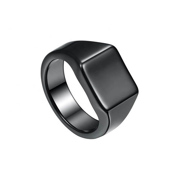 Plain Black Men's Signet Ring "Anton" Carousel 2