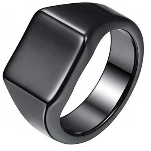 Plain Black Men's Signet Ring "Anton" Carousel 6