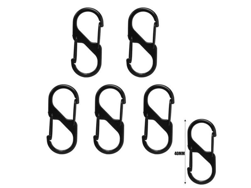 5Pcs S Type Zinc Alloy Carabiner With Lock Mini Keychain Hook Anti-Theft Carousel 1
