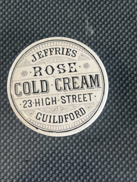 Vintage Jeffries Rose Cold Cream Ceramic Pot & Lid Carousel 1