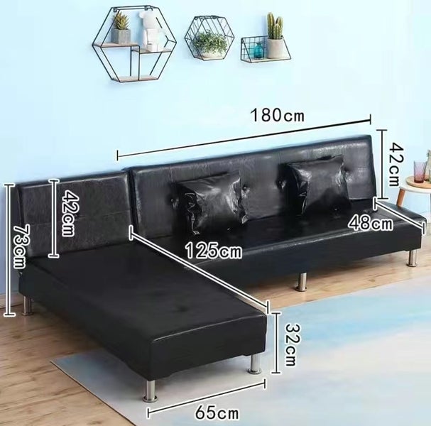 Reversible Chaise Sectional Sofa Black Carousel 1