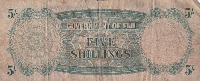 FIJI 5 SHILLINGS BANKNOTE 1.6.1957 P.51a VERY GOOD Carousel 2