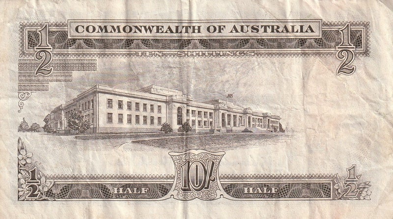 AUSTRALIA 10 SHILLINGS BANKNOTE ND(1954-60) P.29a Almost FINE Carousel 2