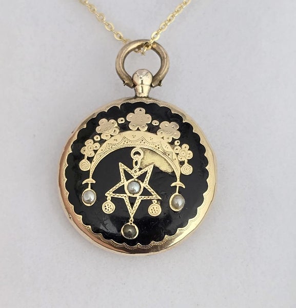 Victorian 1880 18ct gold and enamel pendant-restored64481796698370110