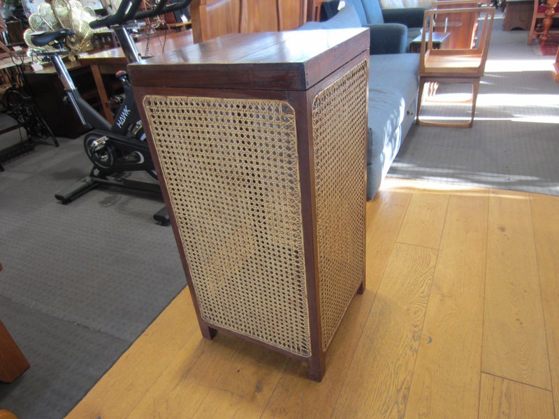 Vintage Teak & Rattan Storage Box Carousel 1