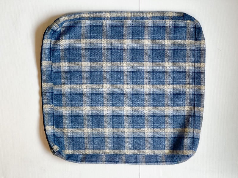 Blue Blanket Pattern Upholstery Fabric including Matching Squab Cover Carousel 1