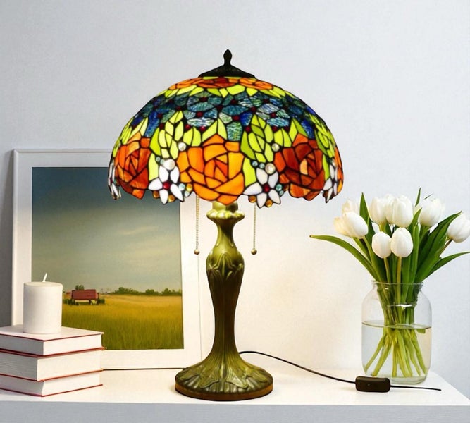 Tiffany Table Lamp (with 16" large 40cm lamp shade) Carousel 1