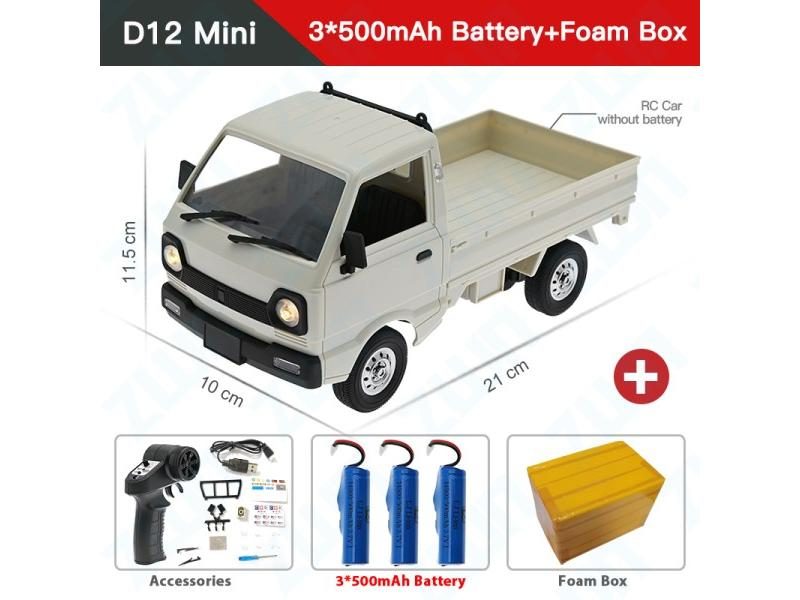 WPL D12 1:10 / 1:16 RC CAR Simulation Drift Climbing Truck LED Light Haul Cargo Carousel 1