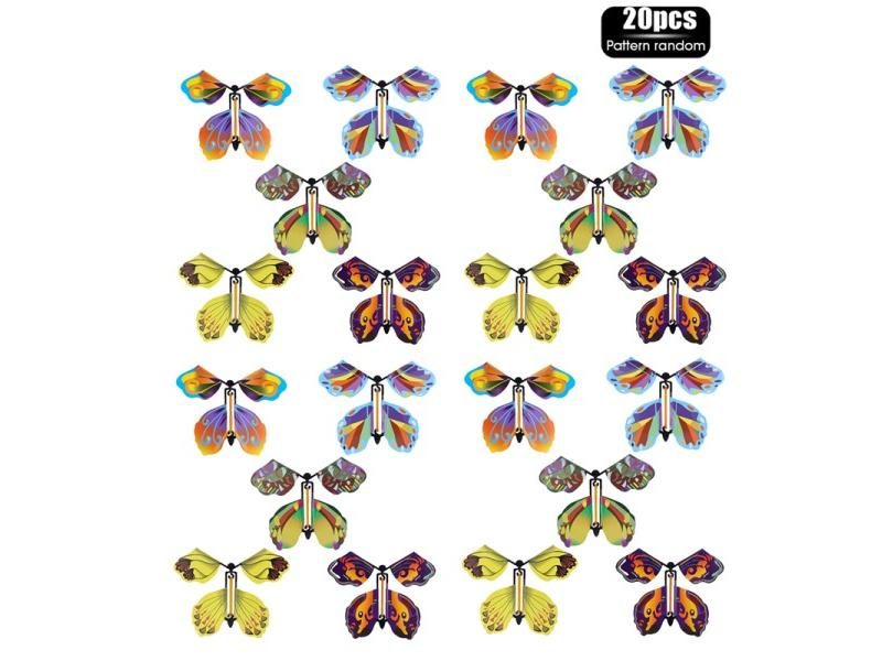 Magic Flying Butterflies Wind Up Toy In The Sky With Greeting Cards Rubber Band Carousel 1