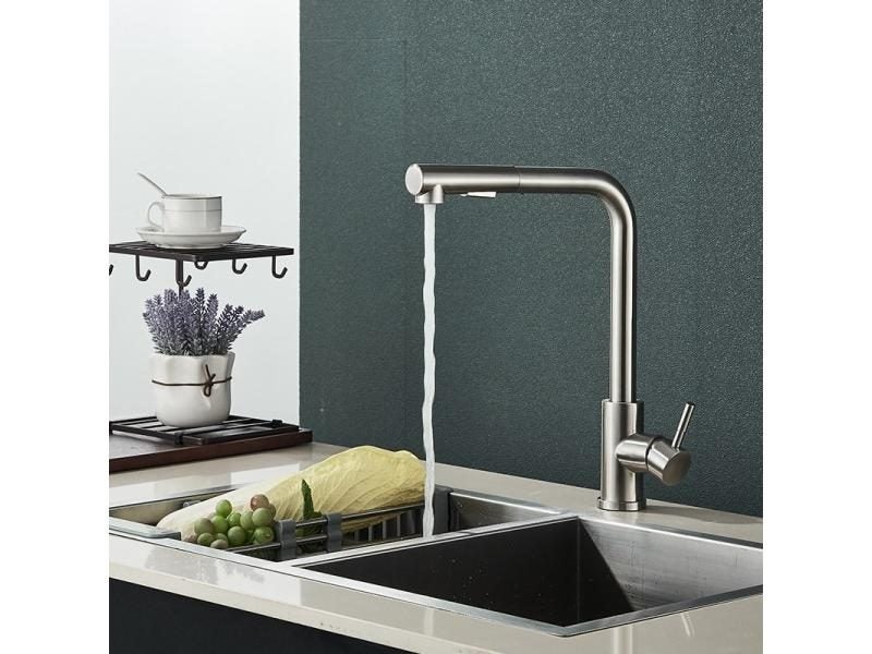 Pull Out Kitchen Sink Faucet 2 Function Spout Taps Rotation Deck Mount Carousel 1