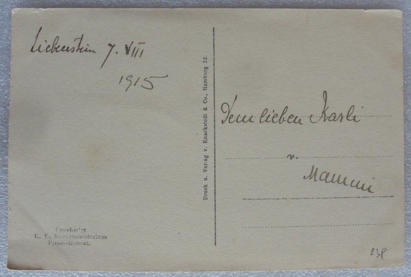 WWI German postcard, U-20 sinking the RMS Lusitania Carousel 2