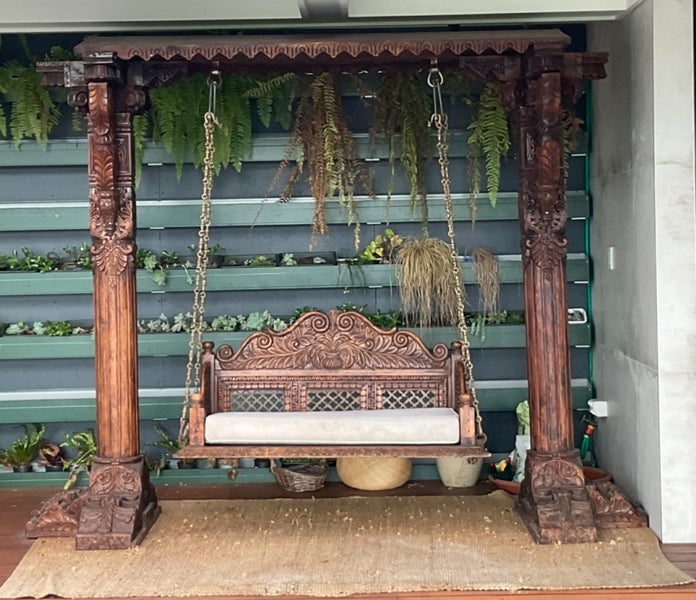 Heavy Handcarved Wooden Maharaji Swing Carousel 1