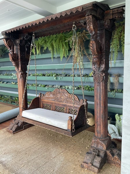 Heavy Handcarved Wooden Maharaji Swing Carousel 2