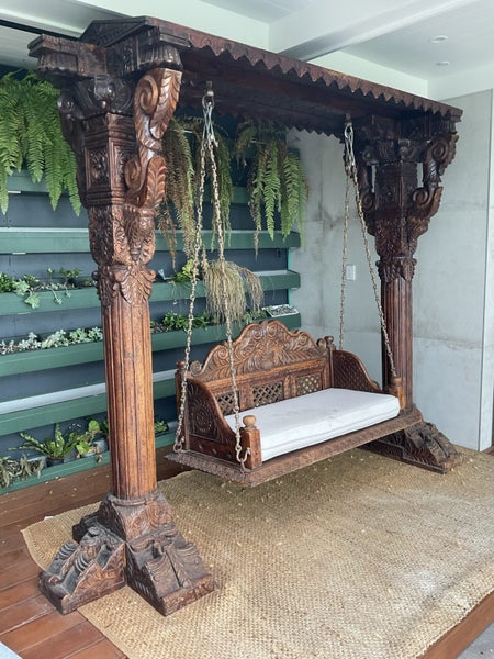 Heavy Handcarved Wooden Maharaji Swing Carousel 3