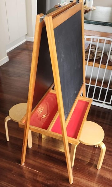 Children's 2 sided Wooden Easel + 2 stools - Mocka Carousel 1