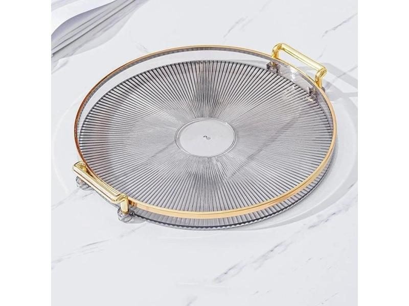 Round Storage Tray Home Living Room Coffee Table Tea Cup Storage Plate Acrylic Carousel 1