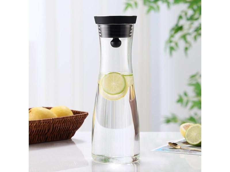 1L/1.5L Clear Glass Water Bottle With Stainless Steel Cap For Cold Carousel 1