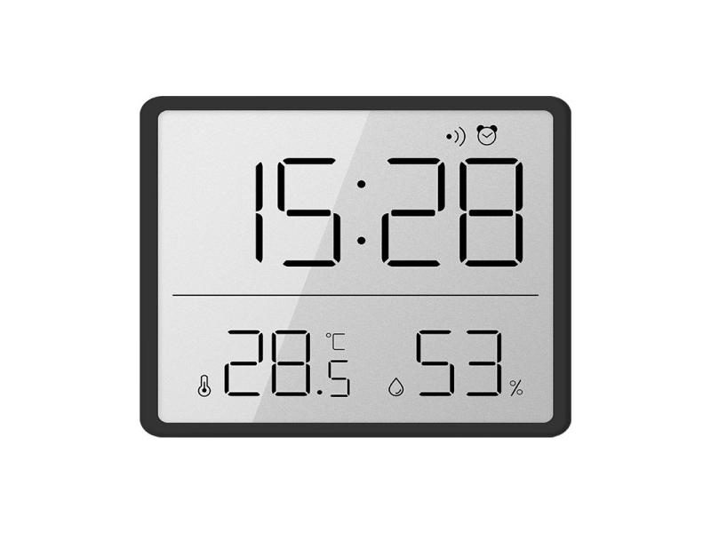 Ultra Thin LCD Digital Alarm Clock With Temperature Hygrometer Magnetic Design Carousel 1