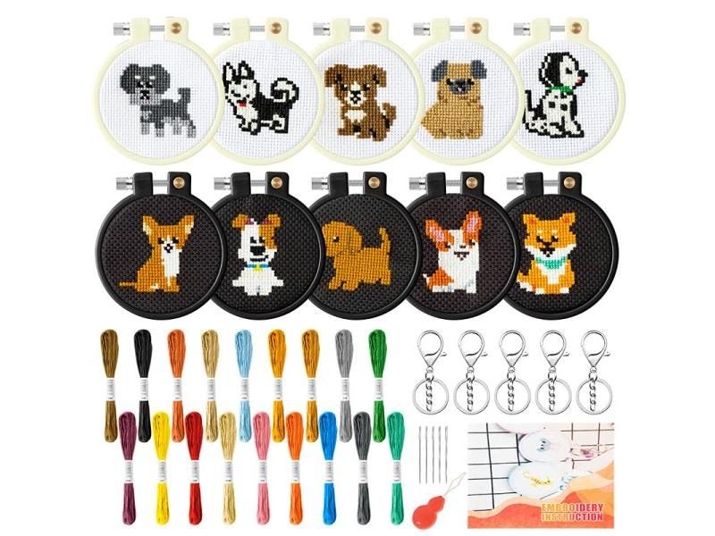 Embroidery Starter Kit DIY Cross Stitch Puppy Polar Animals Craft Material For Carousel 1